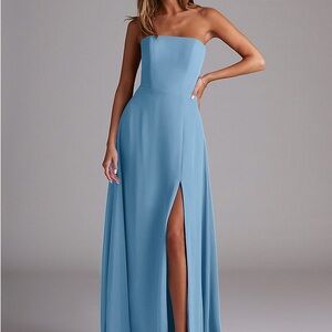 Azazie Wren Dress Steel Blue